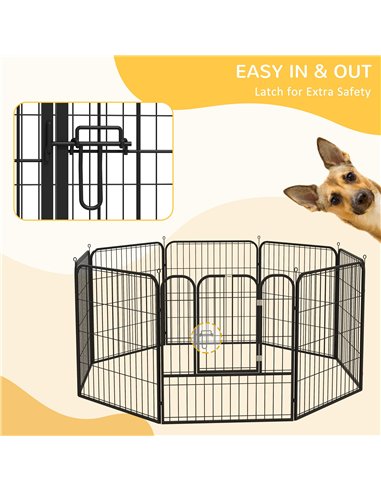 PawHut 8 Panels Heavy Duty Puppy Playpen, for Small and Medium Dogs, Indoor and Outdoor Use - Black