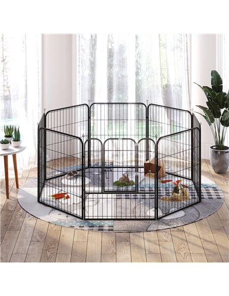 PawHut 8 Panels Heavy Duty Puppy Playpen, for Small and Medium Dogs, Indoor and Outdoor Use - Black - pic 141480 | FastDaddyshop