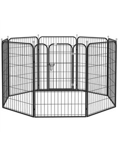 PawHut 8 Panels Heavy Duty Puppy Playpen, for Large, Medium Dogs, Indoor and Outdoor Use - Black
