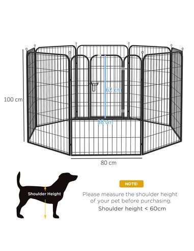 PawHut 8 Panels Heavy Duty Puppy Playpen, for Large, Medium Dogs, Indoor and Outdoor Use - Black