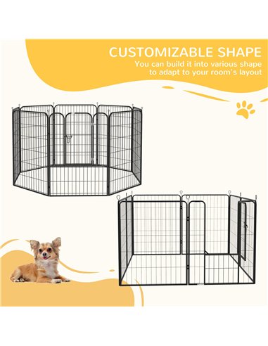PawHut 8 Panels Heavy Duty Puppy Playpen, for Large, Medium Dogs, Indoor and Outdoor Use - Black