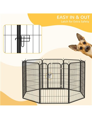 PawHut 8 Panels Heavy Duty Puppy Playpen, for Large, Medium Dogs, Indoor and Outdoor Use - Black
