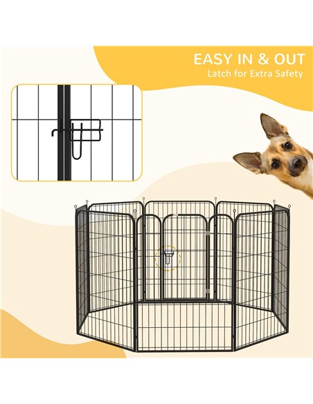PawHut 8 Panels Heavy Duty Puppy Playpen, for Large, Medium Dogs, Indoor and Outdoor Use - Black - pic 141486 | FastDaddyshop