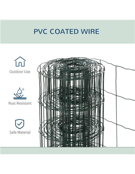 PawHut 0.6M x 10M Chicken Wire Mesh Roll Rabbit Poultry Animal Fence PVC Coated Steel Metal Garden Netting Fencing - pic 141504 | FastDaddyshop