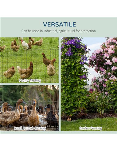 PawHut 0.6M x 10M Chicken Wire Mesh Roll Rabbit Poultry Animal Fence PVC Coated Steel Metal Garden Netting Fencing