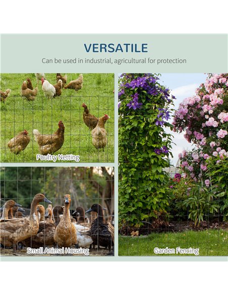 PawHut 0.6M x 10M Chicken Wire Mesh Roll Rabbit Poultry Animal Fence PVC Coated Steel Metal Garden Netting Fencing - pic 141505 | FastDaddyshop