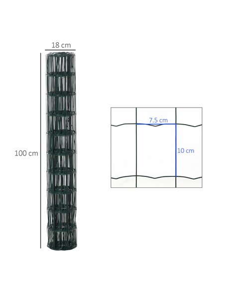PawHut 1M x 10M Chicken Wire Mesh Roll Rabbit Poultry Animal Fence PVC Coated Steel Metal Garden Netting Fencing - pic 141511 | FastDaddyshop
