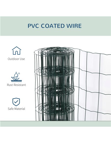 PawHut 1M x 10M Chicken Wire Mesh Roll Rabbit Poultry Animal Fence PVC Coated Steel Metal Garden Netting Fencing - pic 141513 | FastDaddyshop