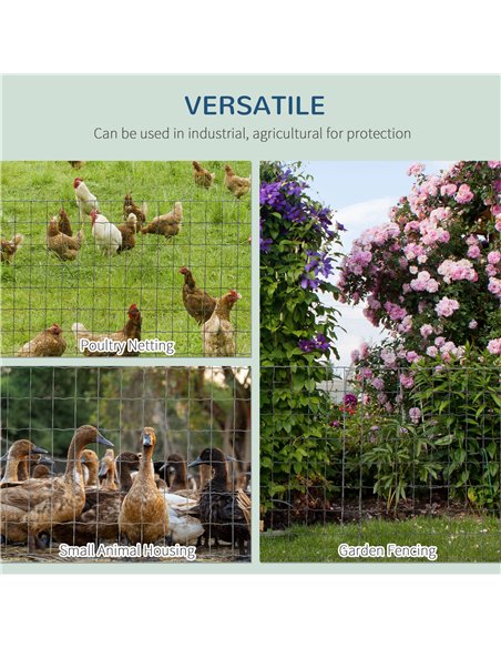 PawHut 1M x 10M Chicken Wire Mesh Roll Rabbit Poultry Animal Fence PVC Coated Steel Metal Garden Netting Fencing - pic 141514 | FastDaddyshop
