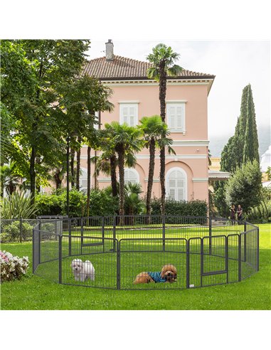 PawHut 12 Panels Heavy Duty Puppy Playpen, for Small Dogs, Indoor and Outdoor Use - Silver