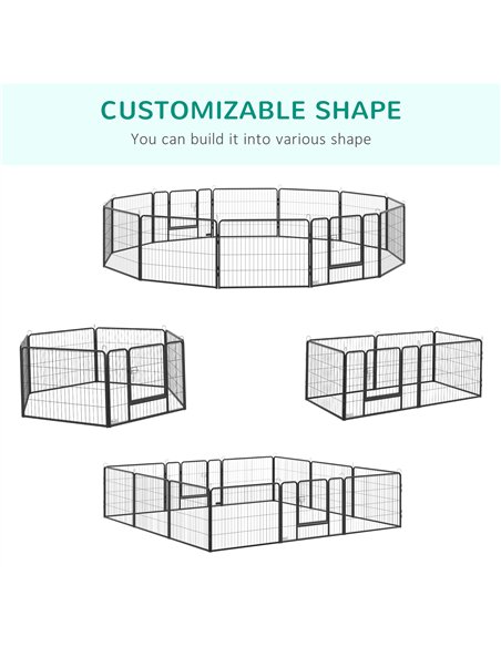 PawHut 12 Panels Heavy Duty Puppy Playpen, for Small Dogs, Indoor and Outdoor Use - Silver - pic 141522 | FastDaddyshop