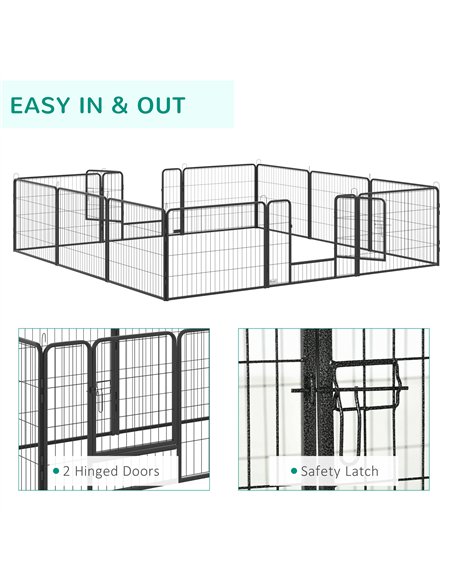 PawHut 12 Panels Heavy Duty Puppy Playpen, for Small Dogs, Indoor and Outdoor Use - Silver - pic 141523 | FastDaddyshop