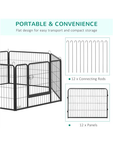 PawHut 12 Panels Heavy Duty Puppy Playpen, for Small Dogs, Indoor and Outdoor Use - Silver