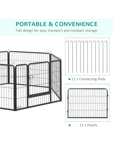 PawHut 12 Panels Heavy Duty Puppy Playpen, for Small Dogs, Indoor and Outdoor Use - Silver - pic 141524 | FastDaddyshop
