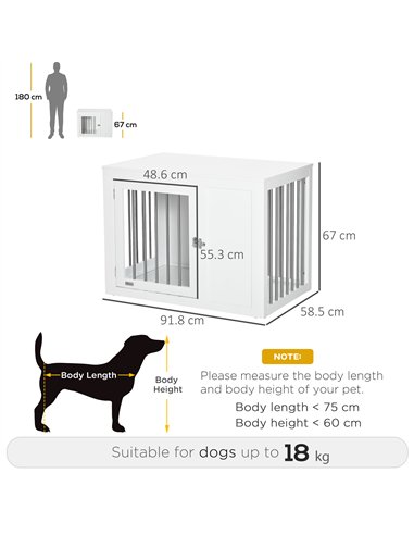 PawHut 2-in-1 Dog Cage and Side Table, with Two Lockable Doors, for Medium Dogs - White