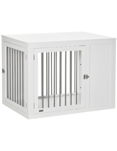 PawHut Furniture Style Dog Crate with Two Doors, End Table Pet Cage Kennel with Locks, for Medium and Large Dogs - White