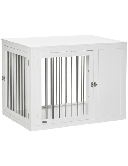 PawHut Furniture Style Dog Crate with Two Doors, End Table Pet Cage Kennel with Locks, for Medium and Large Dogs - White - pic 141536 | FastDaddyshop