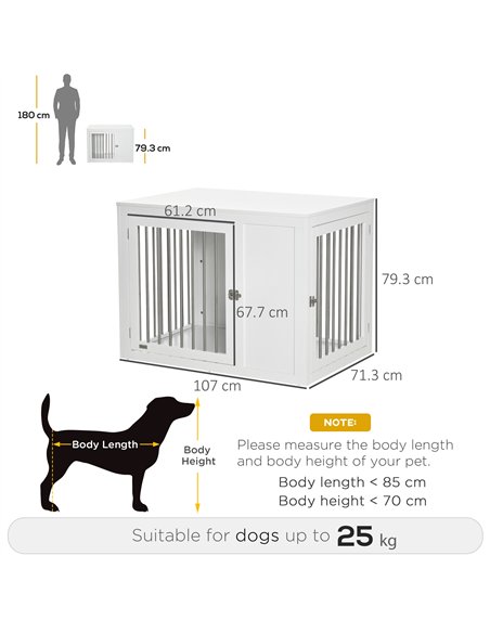 PawHut Furniture Style Dog Crate with Two Doors, End Table Pet Cage Kennel with Locks, for Medium and Large Dogs - White - pic 141538 | FastDaddyshop