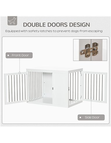 PawHut Furniture Style Dog Crate with Two Doors, End Table Pet Cage Kennel with Locks, for Medium and Large Dogs - White