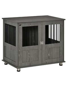 PawHut Dog Crate Table for Medium and Large Dogs with Magnetic Door for Indoor Use, 85 x 55 x 75 cm, Grey