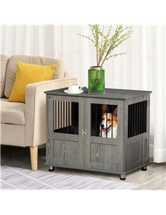 PawHut Dog Crate Table for Medium and Large Dogs with Magnetic Door for Indoor Use, 85 x 55 x 75 cm, Grey 2