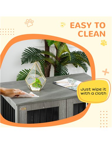 PawHut Dog Crate Table for Medium and Large Dogs with Magnetic Door for Indoor Use, 85 x 55 x 75 cm, Grey