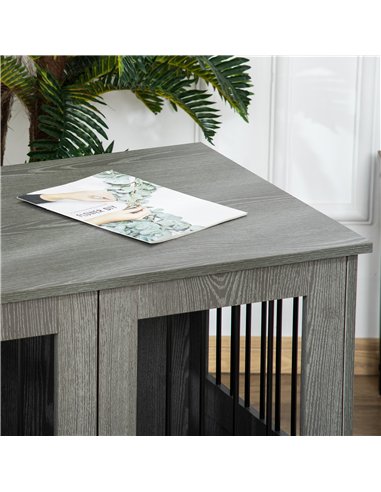 PawHut Dog Crate Table for Medium and Large Dogs with Magnetic Door for Indoor Use, 85 x 55 x 75 cm, Grey