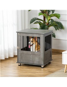 PawHut Dog Crate Table for Medium and Large Dogs with Magnetic Door for Indoor Use, 60 x 55 x 70 cm, Grey 2