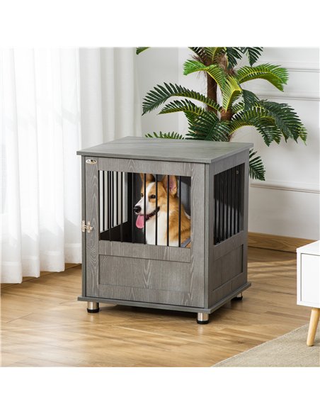 PawHut Dog Crate Table for Medium and Large Dogs with Magnetic Door for Indoor Use, 60 x 55 x 70 cm, Grey - pic 141564 | FastDaddyshop