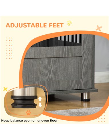 PawHut Dog Crate Table for Medium and Large Dogs with Magnetic Door for Indoor Use, 60 x 55 x 70 cm, Grey
