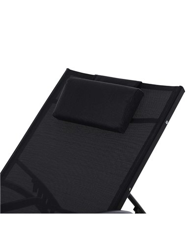 Outsunny Texteline Adjustable Recline Sun Lounger with Headrest, Black