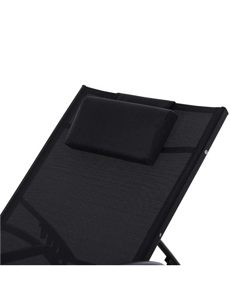 Outsunny Texteline Adjustable Recline Sun Lounger with Headrest, Black - pic 14157 | FastDaddyshop