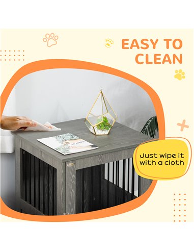 PawHut Dog Crate Table for Medium and Large Dogs with Magnetic Door for Indoor Use, 60 x 55 x 70 cm, Grey