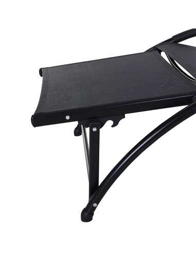 Outsunny Texteline Adjustable Recline Sun Lounger with Headrest, Black