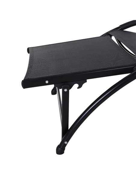 Outsunny Texteline Adjustable Recline Sun Lounger with Headrest, Black - pic 14158 | FastDaddyshop