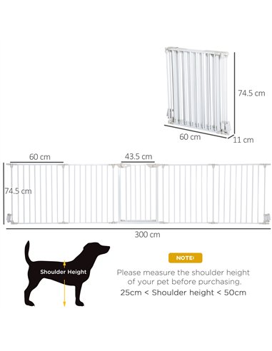 PawHut 5 Panels Pet Playpen Metal Fence w/ Walk Through Door - White