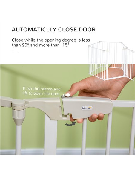 PawHut 5 Panels Pet Playpen Metal Fence w/ Walk Through Door - White - pic 141586 | FastDaddyshop