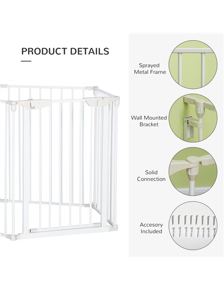 PawHut 5 Panels Pet Playpen Metal Fence w/ Walk Through Door - White - pic 141587 | FastDaddyshop