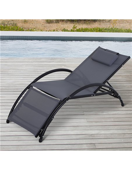 Outsunny Texteline Adjustable Recline Sun Lounger with Headrest, Grey - pic 14159 | FastDaddyshop