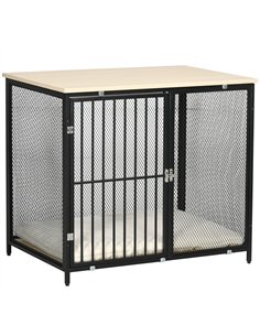 PawHut Dog Cage Side Table, with Cushion, for Small and Medium Dogs