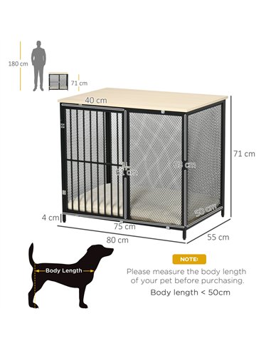 PawHut Dog Cage Side Table, with Cushion, for Small and Medium Dogs