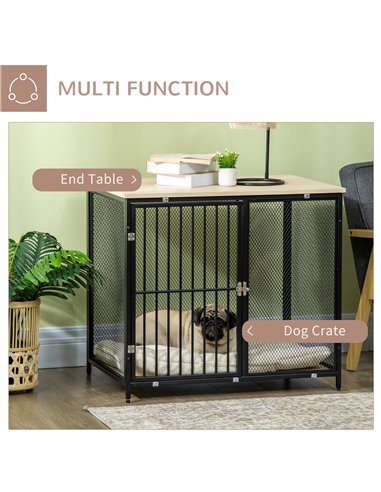 PawHut Dog Cage Side Table, with Cushion, for Small and Medium Dogs
