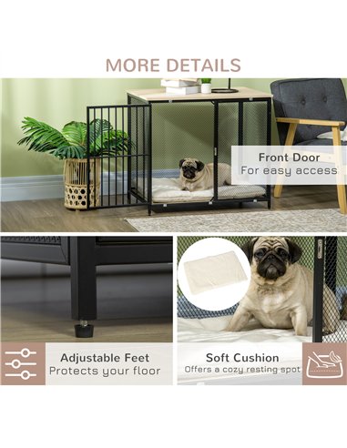 PawHut Dog Cage Side Table, with Cushion, for Small and Medium Dogs