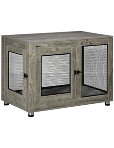 PawHut 2-in-1 Dog Cage & Side Table, with Two Doors, Cushion, for Large Dogs