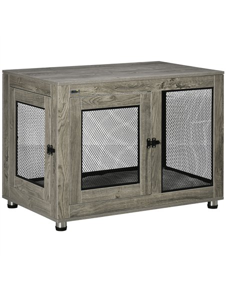 PawHut 2-in-1 Dog Cage & Side Table, with Two Doors, Cushion, for Large Dogs - pic 141608 | FastDaddyshop