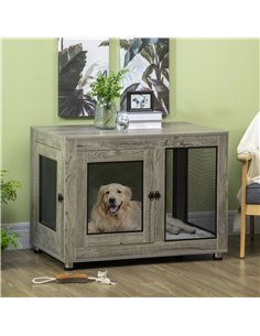 PawHut 2-in-1 Dog Cage & Side Table, with Two Doors, Cushion, for Large Dogs 2