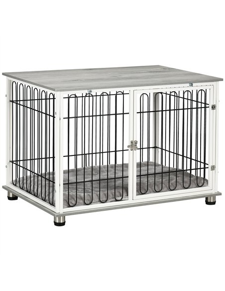 PawHut Indoor Dog Crate Furniture, Side End Table, with Soft Washable Cushion, Lockable Doors, for Small and Medium Dogs - pic 141626 | FastDaddyshop