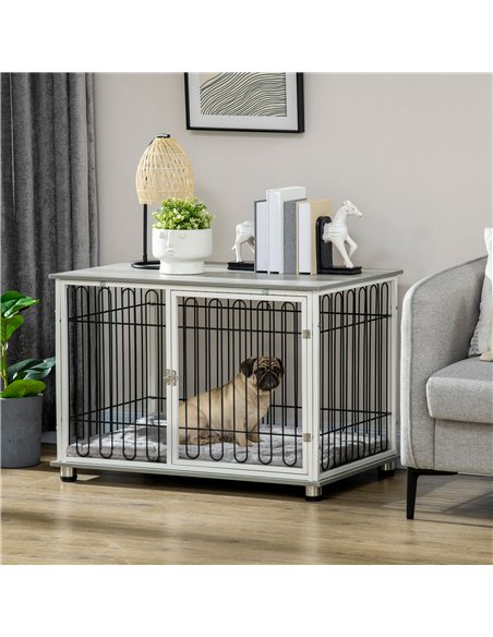 PawHut Indoor Dog Crate Furniture, Side End Table, with Soft Washable Cushion, Lockable Doors, for Small and Medium Dogs - pic 141627 | FastDaddyshop