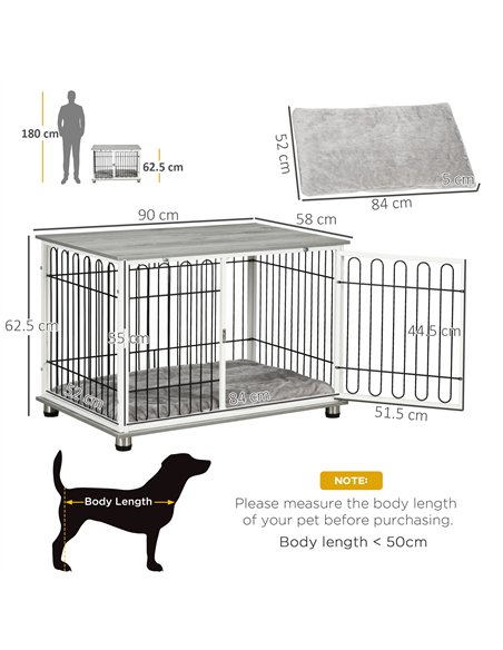 PawHut Indoor Dog Crate Furniture, Side End Table, with Soft Washable Cushion, Lockable Doors, for Small and Medium Dogs - pic 141628 | FastDaddyshop