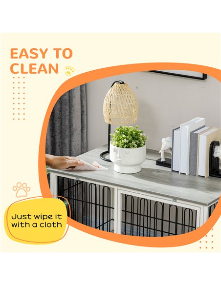 PawHut Indoor Dog Crate Furniture, Side End Table, with Soft Washable Cushion, Lockable Doors, for Small and Medium Dogs - pic 141632 | FastDaddyshop